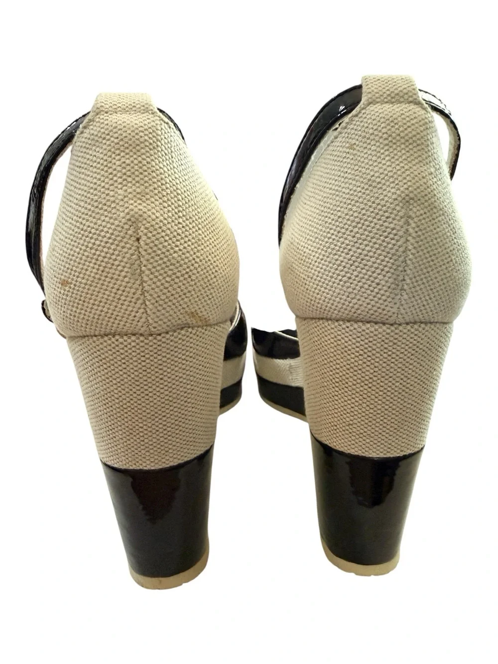 Hogan Block Sandal Ankle Strap Black Ivory EU 39 US 8 NIB